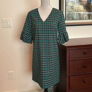 Brand new w/tags, DRAPER JAMES Angie Check Ruffle Sleeve Shift Dress, size 4